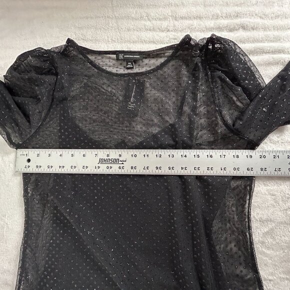 INC International Concepts Womens Glitter-Dot Mesh Pullover Top PXL Black New - Picture 7 of 8